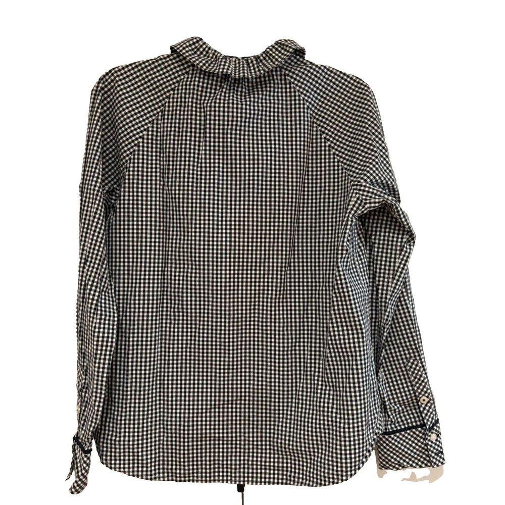 VINEYARD VINES Shirt Women's Size 8 Black Gingham Plaid Ruffle Button Down EUC - Picture 5 of 9
